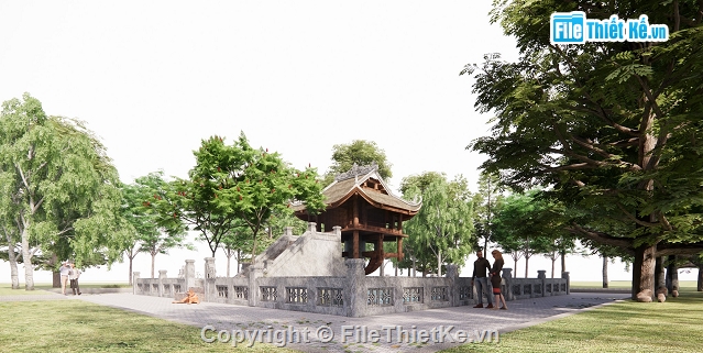 chùa một cột Revit,Model chùa một cột,Revit chùa một cột,File revit chùa một cột